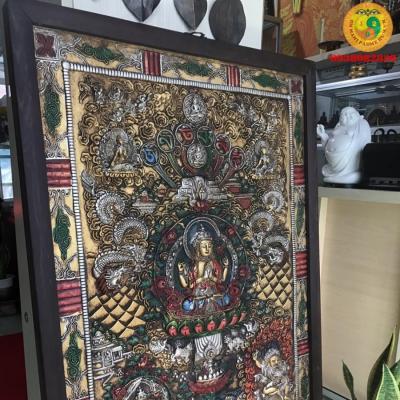 Tranh Thangka Kiểu cổ 3D Quan Âm Tứ Thủ